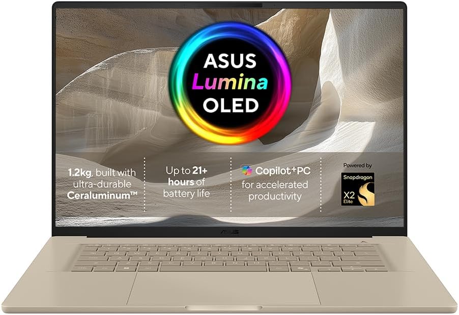 ASUS Zenbook A16 OLED UX3607OA CoPilot+ Laptop | 16.0" 3K (2880x1800) OLED screen | Snapdragon X2 Elite X2E-94-100 | 48GB LPDDR5X RAM | 1TB PCIe SSD | UK Backlit Keyboard | Windows 11