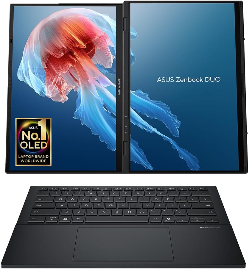 ASUS Zenbook Duo 14 OLED UX8406CA laptop | 14.0" 120Hz 3K dual-touchscreen | Intel Core Ultra 9-285H | 32GB RAM | 2TB SSD | Detachable keyboard | Windows 11