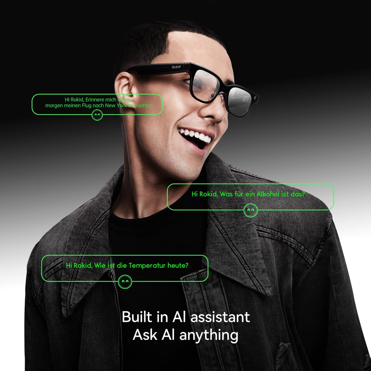 AI & AR Smart Glasses, First AI Glasses with ChatGPT & Gemini Support, Ultra-light 49g, Real-time Translation & Navigation, Meeting Notes