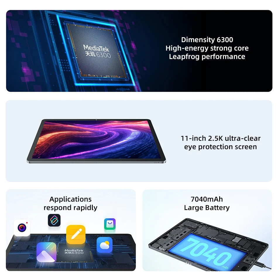 Lenovo Xiaoxin Pad 2025 11'' Tablet 128GB 256GB ROM MediaTek Dimensity 6300 2.5K Ultra HD Dolby Atmos 7040mAh Battery
