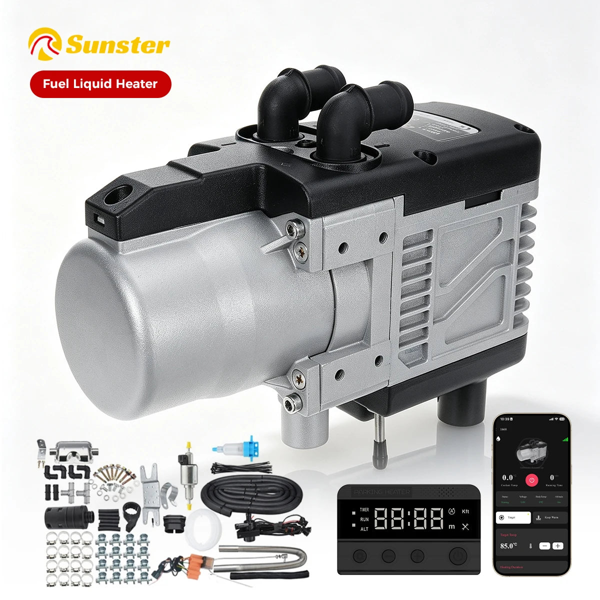 Sunster GSM LTE 4G Remote 12V 5KW Water Heater APP Intelligent Control Engine Preheater Fuel Liquid Heater for Truck RV Car Van