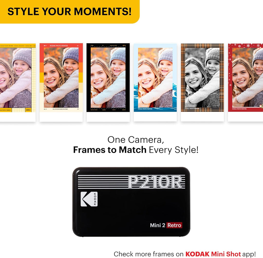 Mini 2 Retro 4PASS Portable Photo Printer (2.1X3.4 Inches) + 8 Sheets, Black