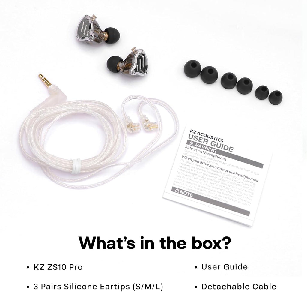 KZ ZS10 Pro, 4BA+1DD 5 Driver in Ear Monitor, Hifi Wired Earbuds, Gaming Earbuds, Hybrid IEM Earphones with Stainless Steel Faceplate, Detachable Cable for Musician (Without Mic, Blue)