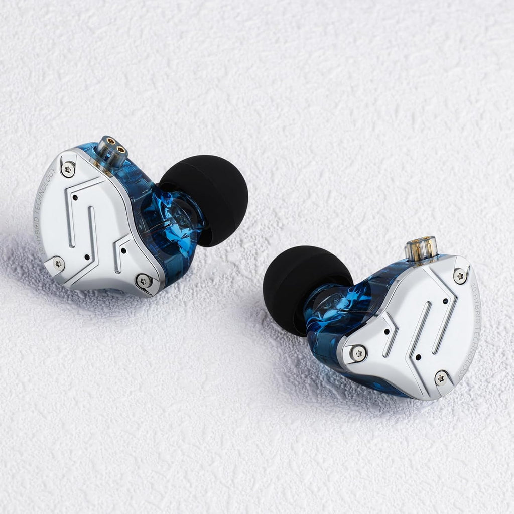 KZ ZS10 Pro, 4BA+1DD 5 Driver in Ear Monitor, Hifi Wired Earbuds, Gaming Earbuds, Hybrid IEM Earphones with Stainless Steel Faceplate, Detachable Cable for Musician (Without Mic, Blue)