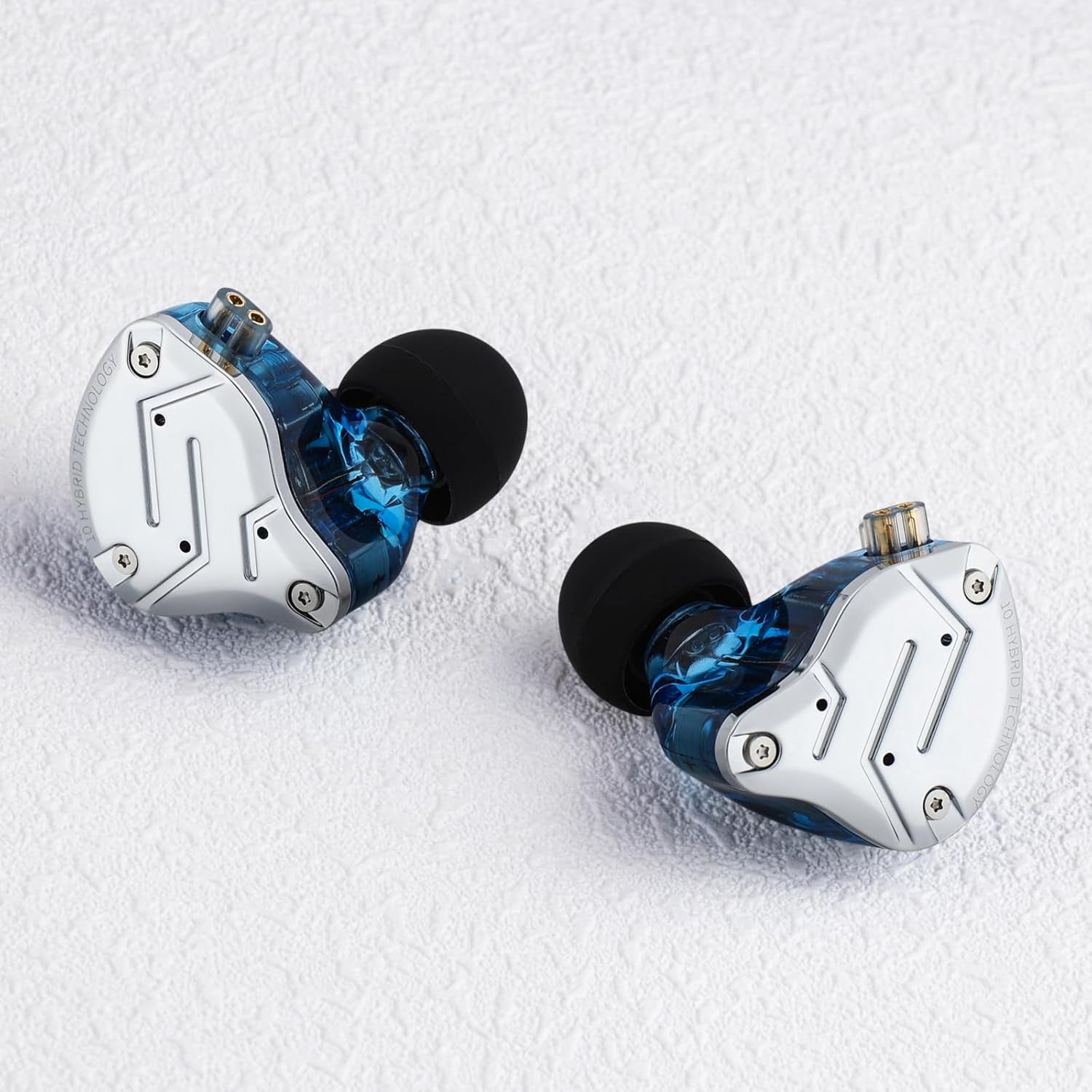 KZ ZS10 Pro, 4BA+1DD 5 Driver in Ear Monitor, Hifi Wired Earbuds, Gaming Earbuds, Hybrid IEM Earphones with Stainless Steel Faceplate, Detachable Cable for Musician (Without Mic, Blue)