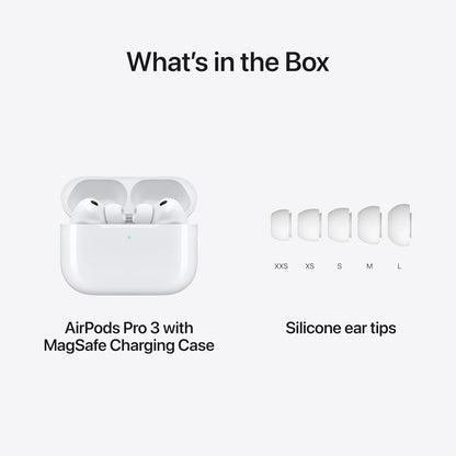 Apple AirPods Pro 3 Wireless Earbuds, Active Noise Cancellation, Live Translation, Heart Rate Sensing, Hearing Aid Feature, Bluetooth Headphones, Spatial Audio, High‑Fidelity Sound, USB‑C Charging