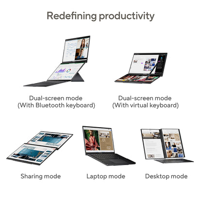 ASUS Zenbook Duo 14 OLED UX8406CA laptop | 14.0" 120Hz 3K dual-touchscreen | Intel Core Ultra 9-285H | 32GB RAM | 2TB SSD | Detachable keyboard | Windows 11
