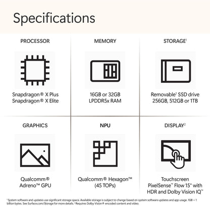 Microsoft Surface Laptop, 15" | Snapdragon X Elite | 16GB RAM, 1TB SSD