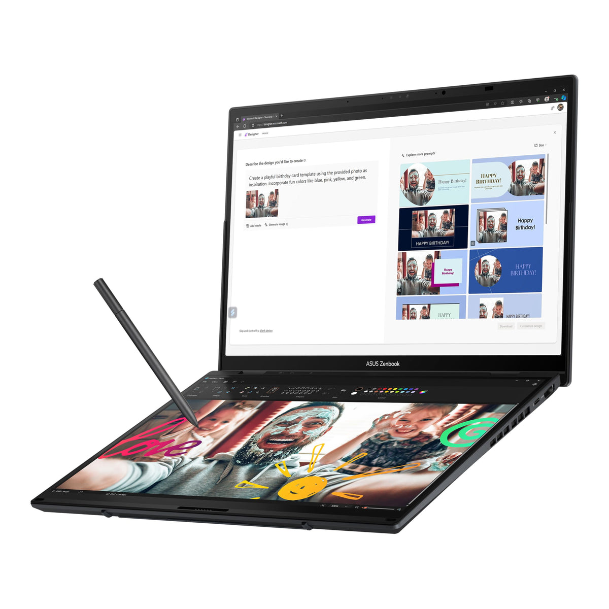 ASUS Zenbook Duo 14 OLED UX8406CA laptop | 14.0" 120Hz 3K dual-touchscreen | Intel Core Ultra 9-285H | 32GB RAM | 2TB SSD | Detachable keyboard | Windows 11