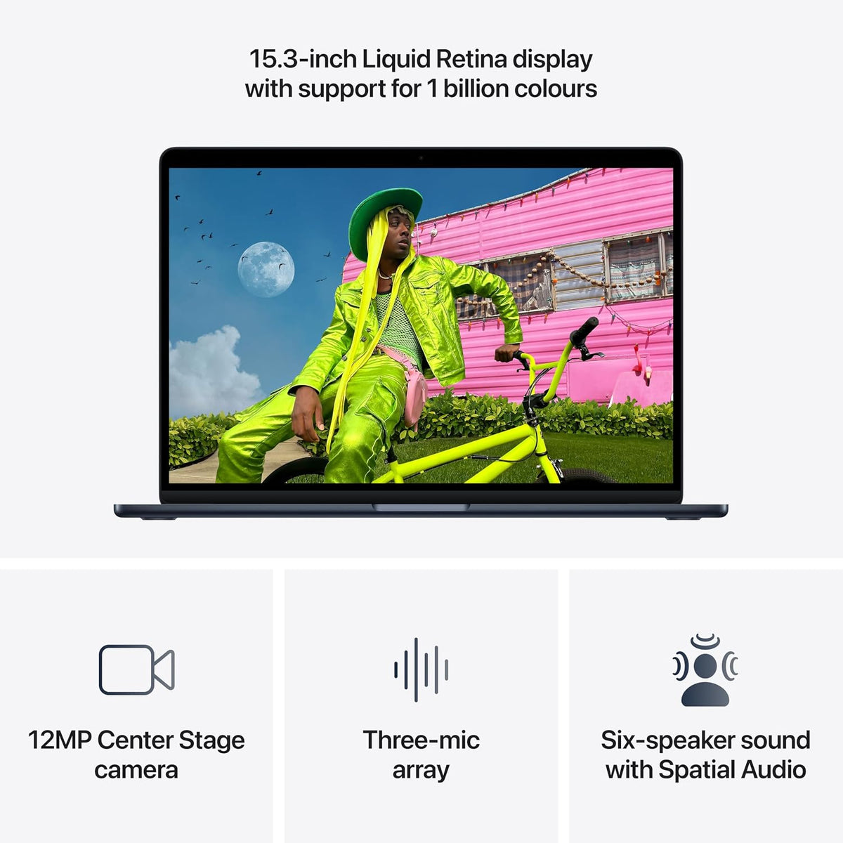 Apple MacBook Air 15-inch Laptop with M5 chip: Built for AI, 15.3-inch Liquid Retina Display, 16GB Unified Memory, 512GB SSD, 12MP Center Stage, Touch ID, Wi-Fi 7; Midnight