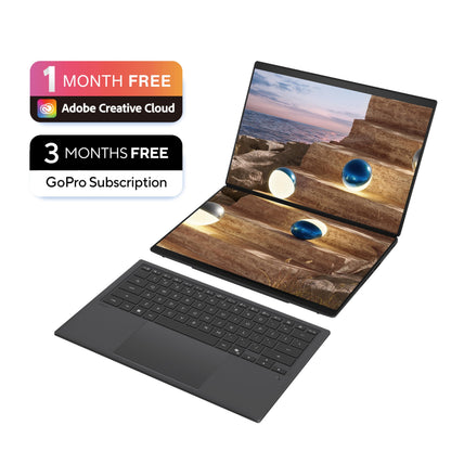 ASUS Zenbook Duo 14 OLED UX8406CA laptop | 14.0" 120Hz 3K dual-touchscreen | Intel Core Ultra 9-285H | 32GB RAM | 2TB SSD | Detachable keyboard | Windows 11