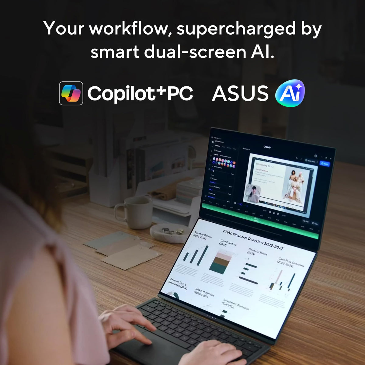 ASUS Zenbook Duo 14 OLED UX8406CA laptop | 14.0" 120Hz 3K dual-touchscreen | Intel Core Ultra 9-285H | 32GB RAM | 2TB SSD | Detachable keyboard | Windows 11