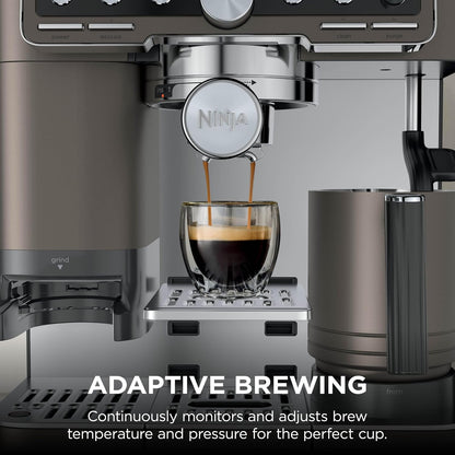 Ninja Luxe Pro 3-in-1 Coffee Machine, Latte, Cappuccino, Cold Brew & Espresso Maker With Built in Bean Grinder & Milk Frother, Easy to Use, 5 Automated Froth Presets, Bronze, ES701UKBR