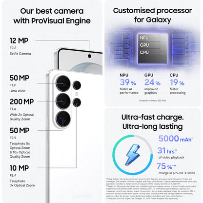 Samsung Galaxy S26 Ultra AI Phone, Privacy Display, Snapdragon AP, 200MP Camera, 12 GB Memory, 512 GB Storage, 5000 mAh Battery, Galaxy AI, Cobalt Violet, 3 Year Extended Warranty (UK Version)