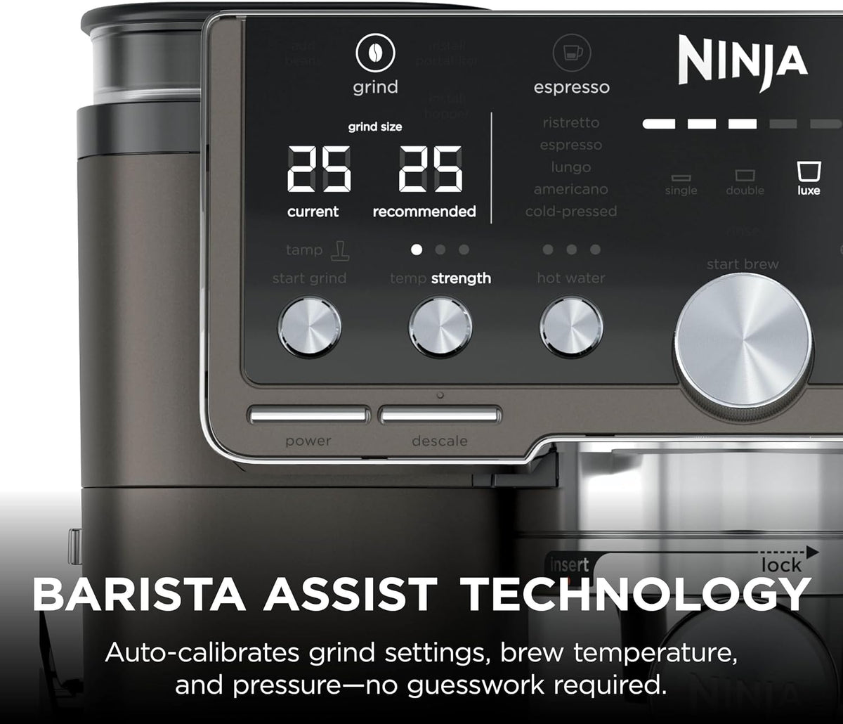 Ninja Luxe Pro 3-in-1 Coffee Machine, Latte, Cappuccino, Cold Brew & Espresso Maker With Built in Bean Grinder & Milk Frother, Easy to Use, 5 Automated Froth Presets, Bronze, ES701UKBR