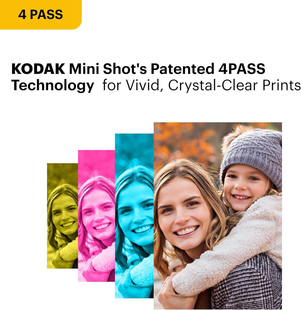 Mini 2 Retro 4PASS Portable Photo Printer (2.1X3.4 Inches) + 8 Sheets, Black