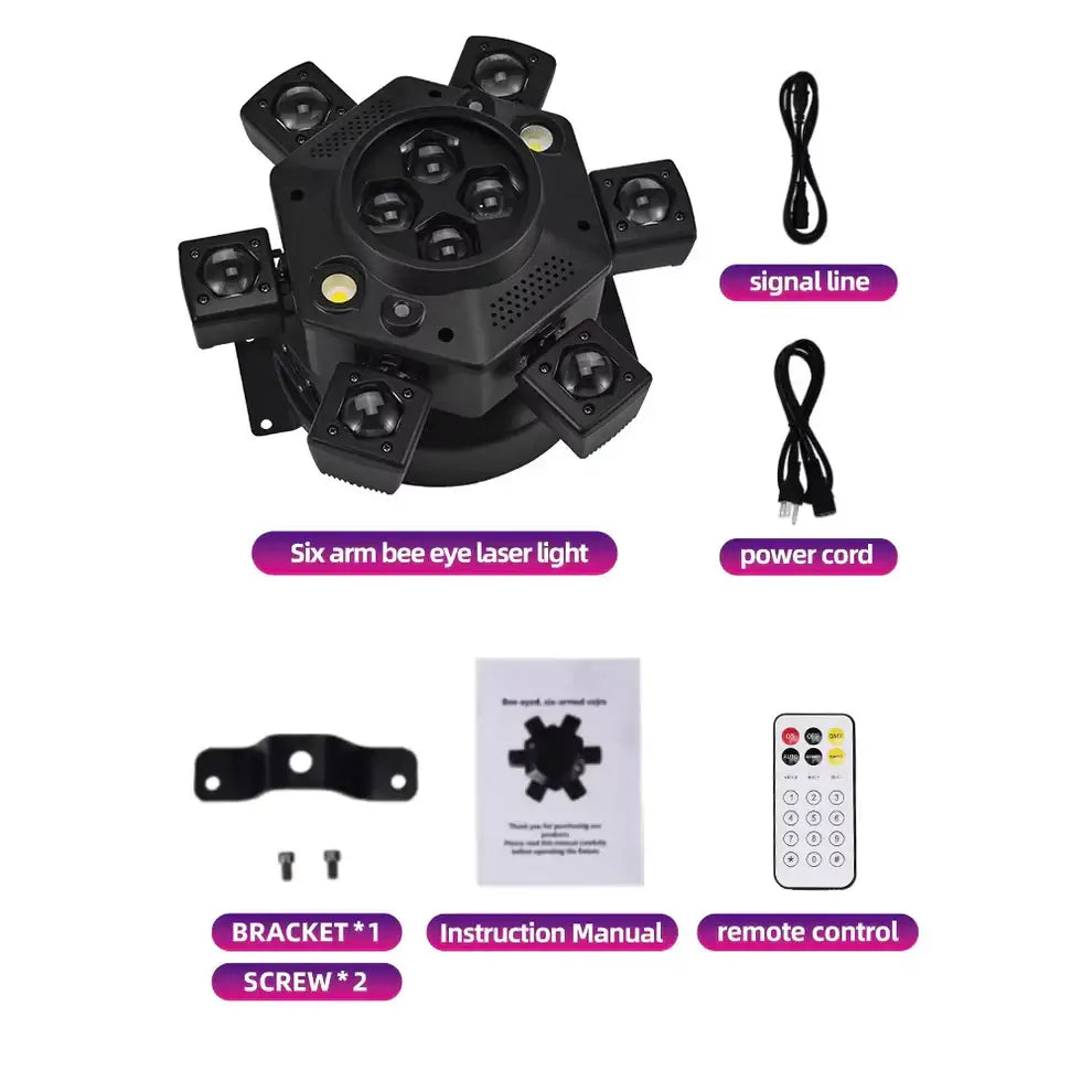 Moving Head Disco Lighting 6 Arms RGBW LED Strobe Lighs