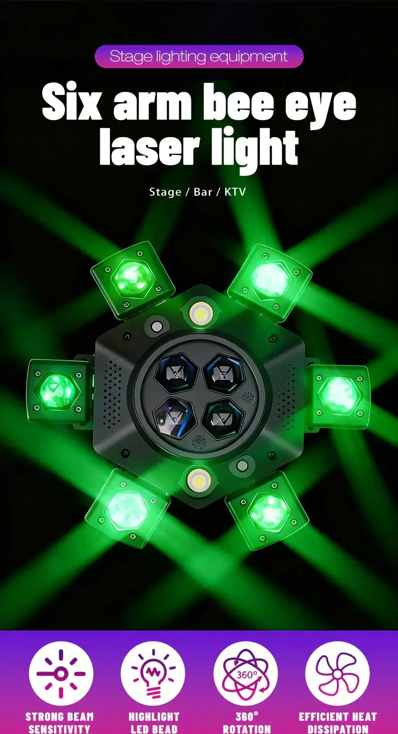 Moving Head Disco Lighting 6 Arms RGBW LED Strobe Lighs