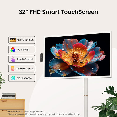 32 inch 4K UHD Smart Portable TV 2nd Gen with Android OS EDLA-Certified, Movable Touchscreen Full Swivel Rotation, Voice Remote Control (32-4k)