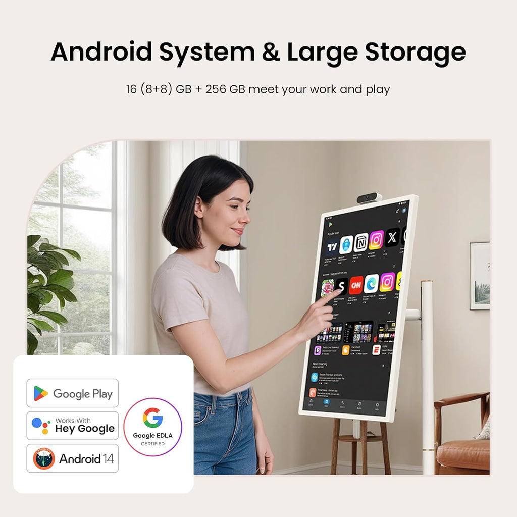 32 inch 4K UHD Smart Portable TV 2nd Gen with Android OS EDLA-Certified, Movable Touchscreen Full Swivel Rotation, Voice Remote Control (32-4k)