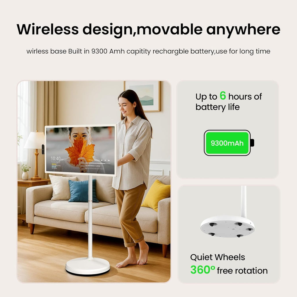 32 inch 4K UHD Smart Portable TV 2nd Gen with Android OS EDLA-Certified, Movable Touchscreen Full Swivel Rotation, Voice Remote Control (32-4k)