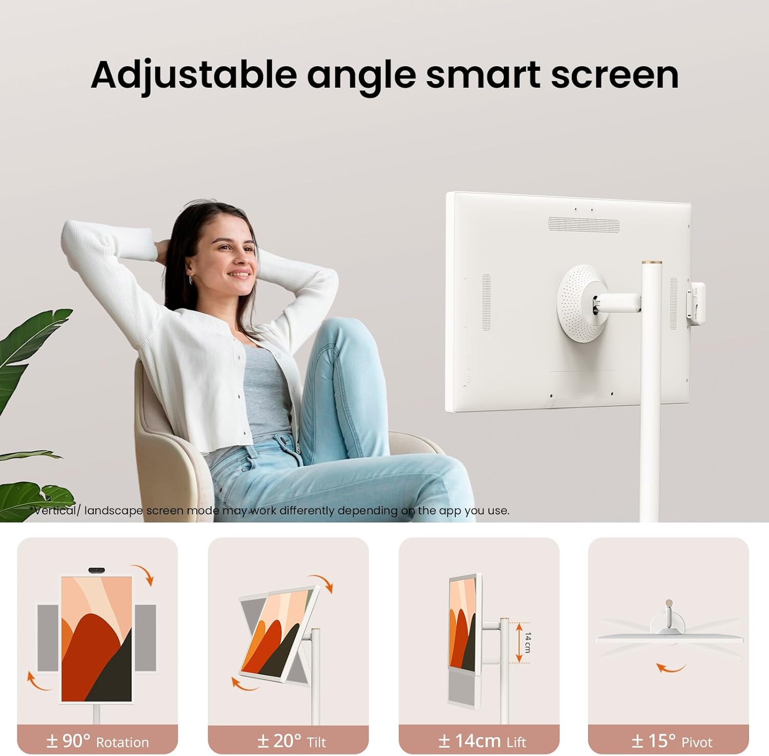32 inch 4K UHD Smart Portable TV 2nd Gen with Android OS EDLA-Certified, Movable Touchscreen Full Swivel Rotation, Voice Remote Control (32-4k)