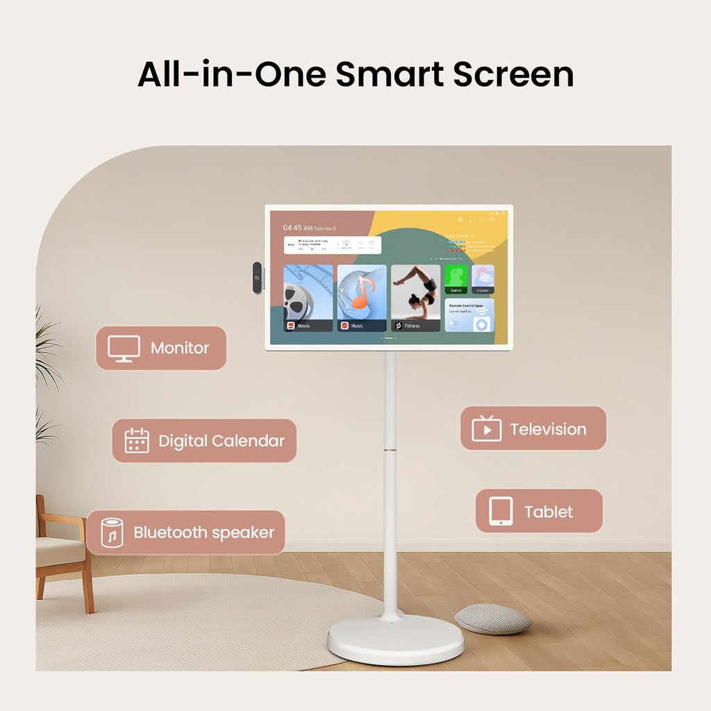 32 inch 4K UHD Smart Portable TV 2nd Gen with Android OS EDLA-Certified, Movable Touchscreen Full Swivel Rotation, Voice Remote Control (32-4k)
