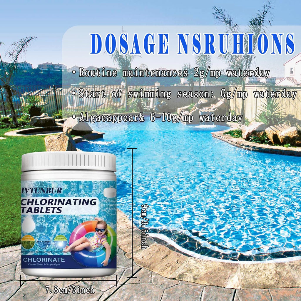 Chlorine Tablets for Hot Tub with Floating Dispenser - 1 Inch Chlorine Tablet for Swimming Pool Paddling Pool Ice Bath Multifunction Chlorine Tablets