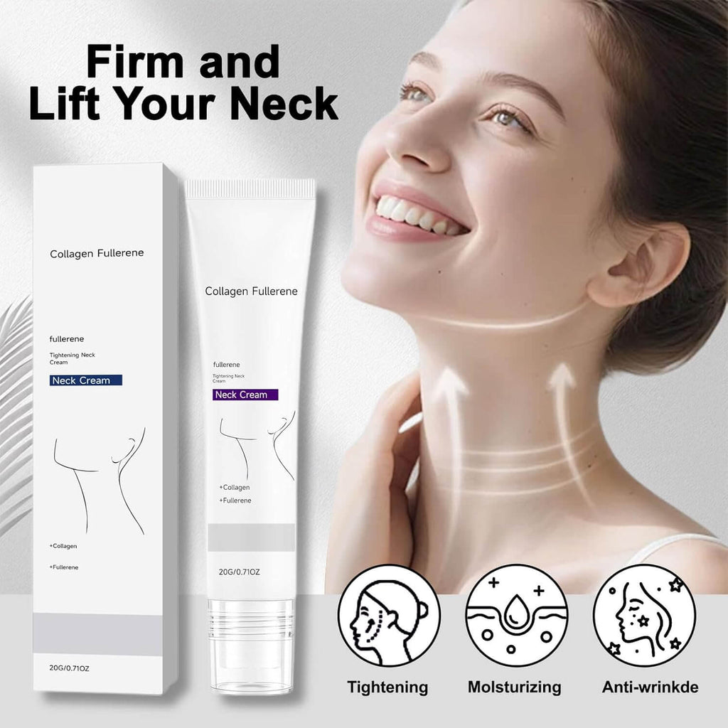 2026 Magec Cream, Magic Collagen Fullerene Neck Cream, Tighten and Lift Firming Neck Cream for Crepey Skin, with Five Rollers, Reduces Wrinkles and Double Chin (3 pc)
