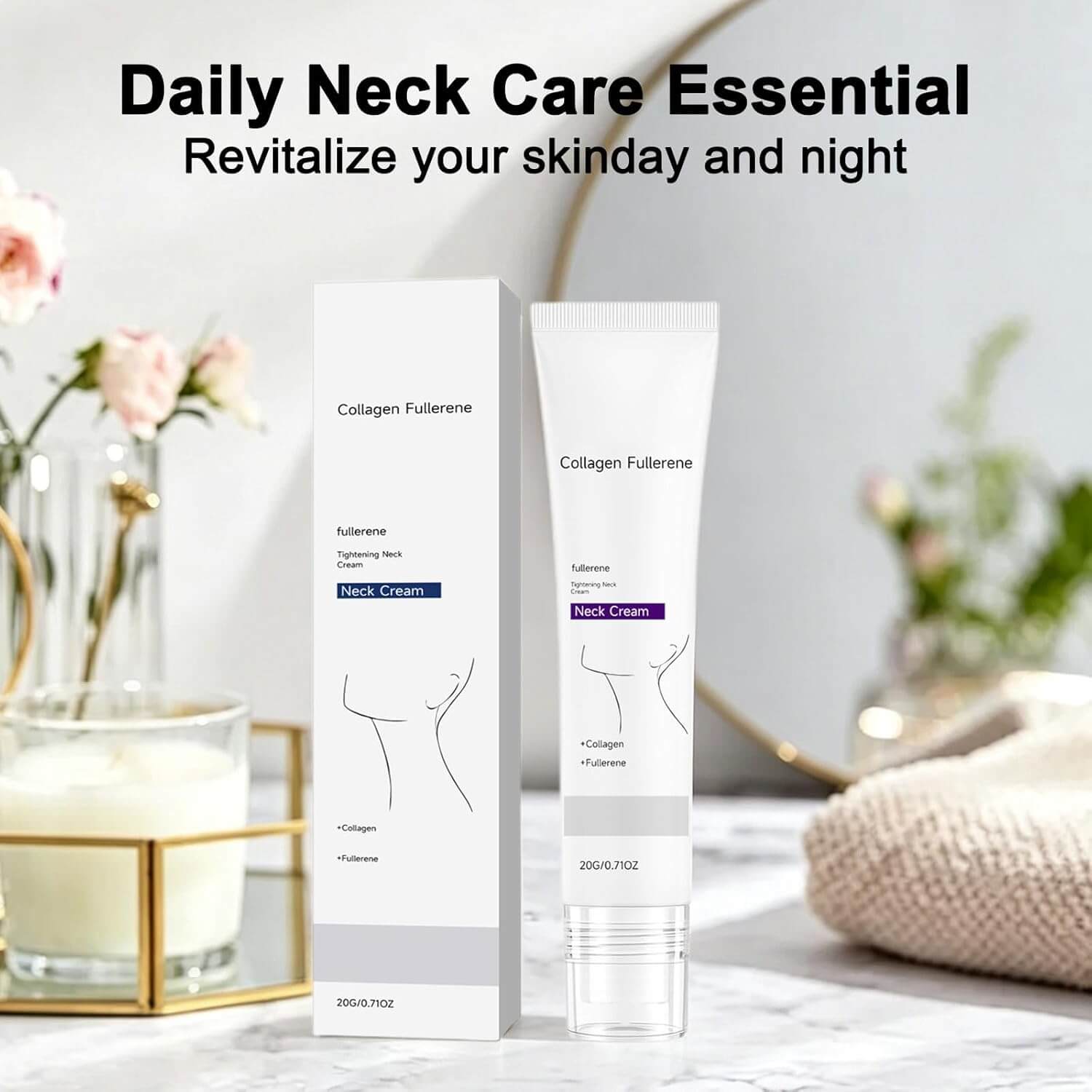 2026 Magec Cream, Magic Collagen Fullerene Neck Cream, Tighten and Lift Firming Neck Cream for Crepey Skin, with Five Rollers, Reduces Wrinkles and Double Chin (3 pc)