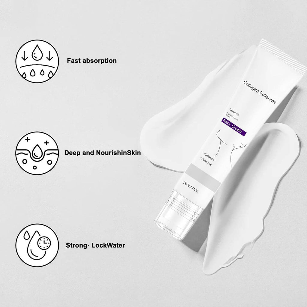 2026 Magec Cream, Magic Collagen Fullerene Neck Cream, Tighten and Lift Firming Neck Cream for Crepey Skin, with Five Rollers, Reduces Wrinkles and Double Chin (3 pc)