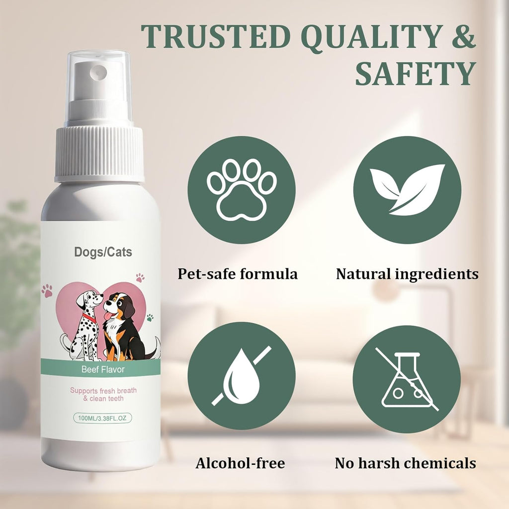 Dental Cleaning Spray for Dogs & Cats, 2 Pcs Dog Dental Spray, Natural Breath Freshener, Supports Gum Health, Easy Spray Use, 100ml