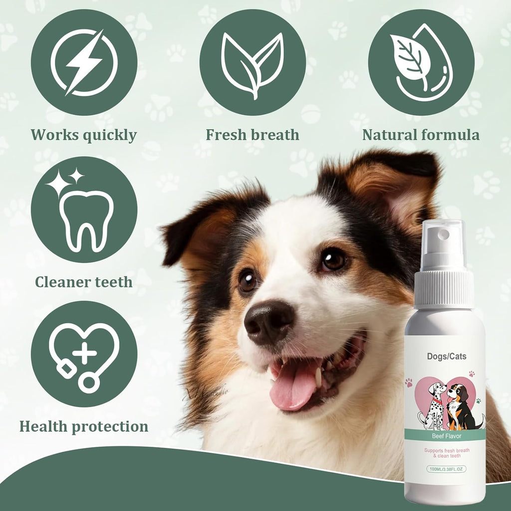 Dental Cleaning Spray for Dogs & Cats, 2 Pcs Dog Dental Spray, Natural Breath Freshener, Supports Gum Health, Easy Spray Use, 100ml