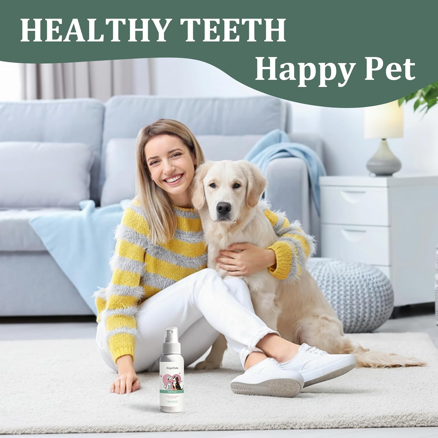 Dental Cleaning Spray for Dogs & Cats, 2 Pcs Dog Dental Spray, Natural Breath Freshener, Supports Gum Health, Easy Spray Use, 100ml