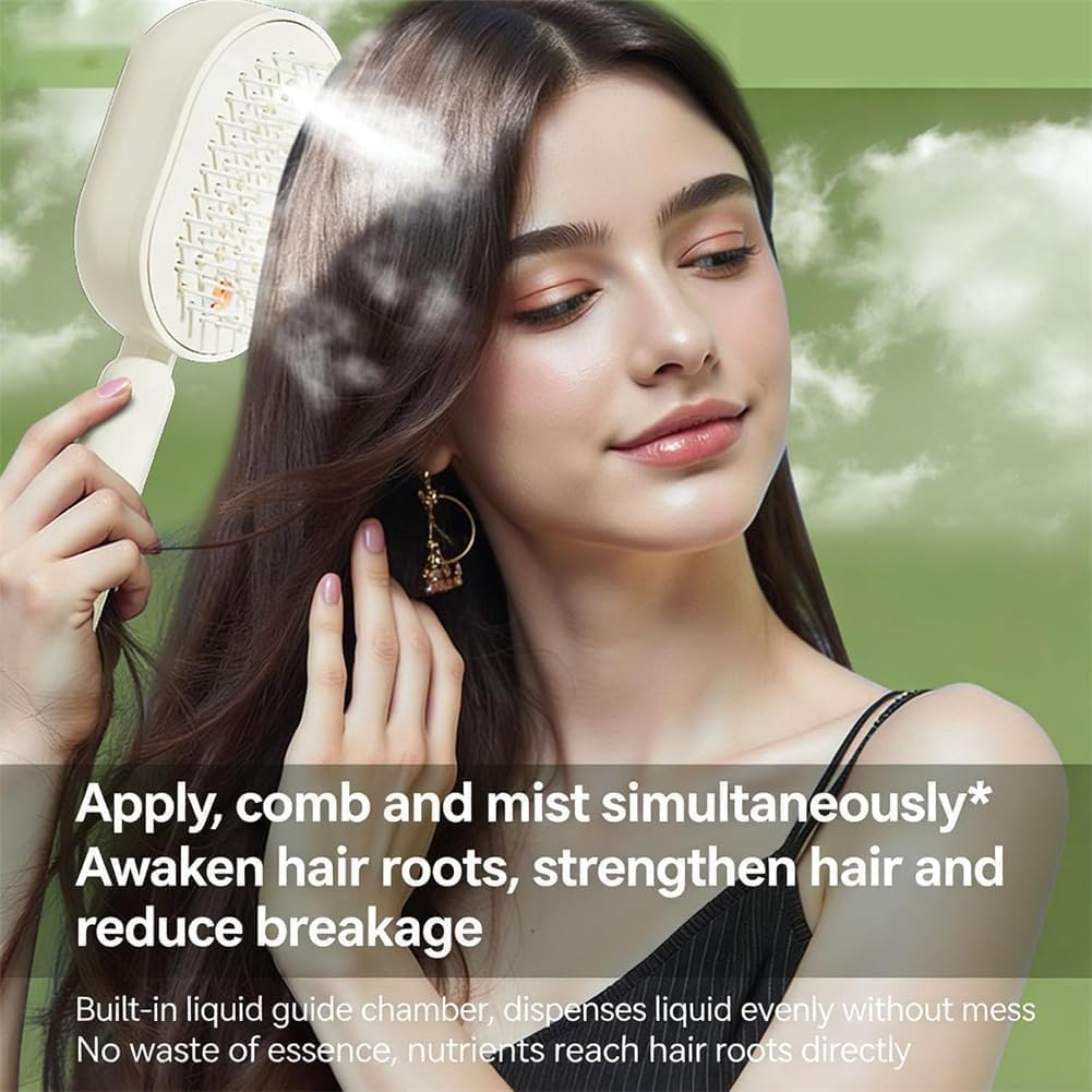 Electric Spray Air Cushion Massage Comb, Rechargeable, with Water Spray Function, Anti-static, and nourishes hair for Frizzy Hair & Scalp Care