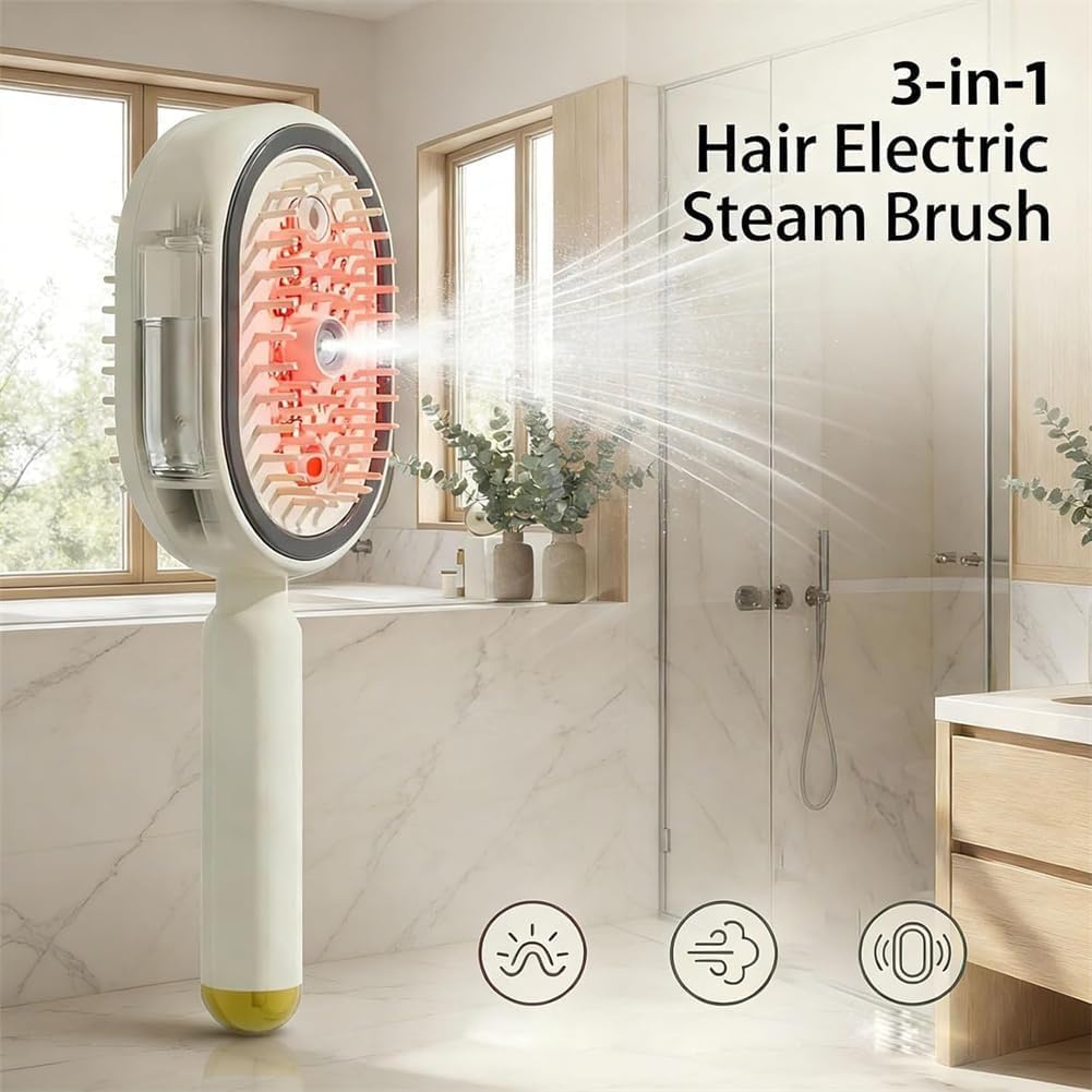 Electric Spray Air Cushion Massage Comb, Rechargeable, with Water Spray Function, Anti-static, and nourishes hair for Frizzy Hair & Scalp Care