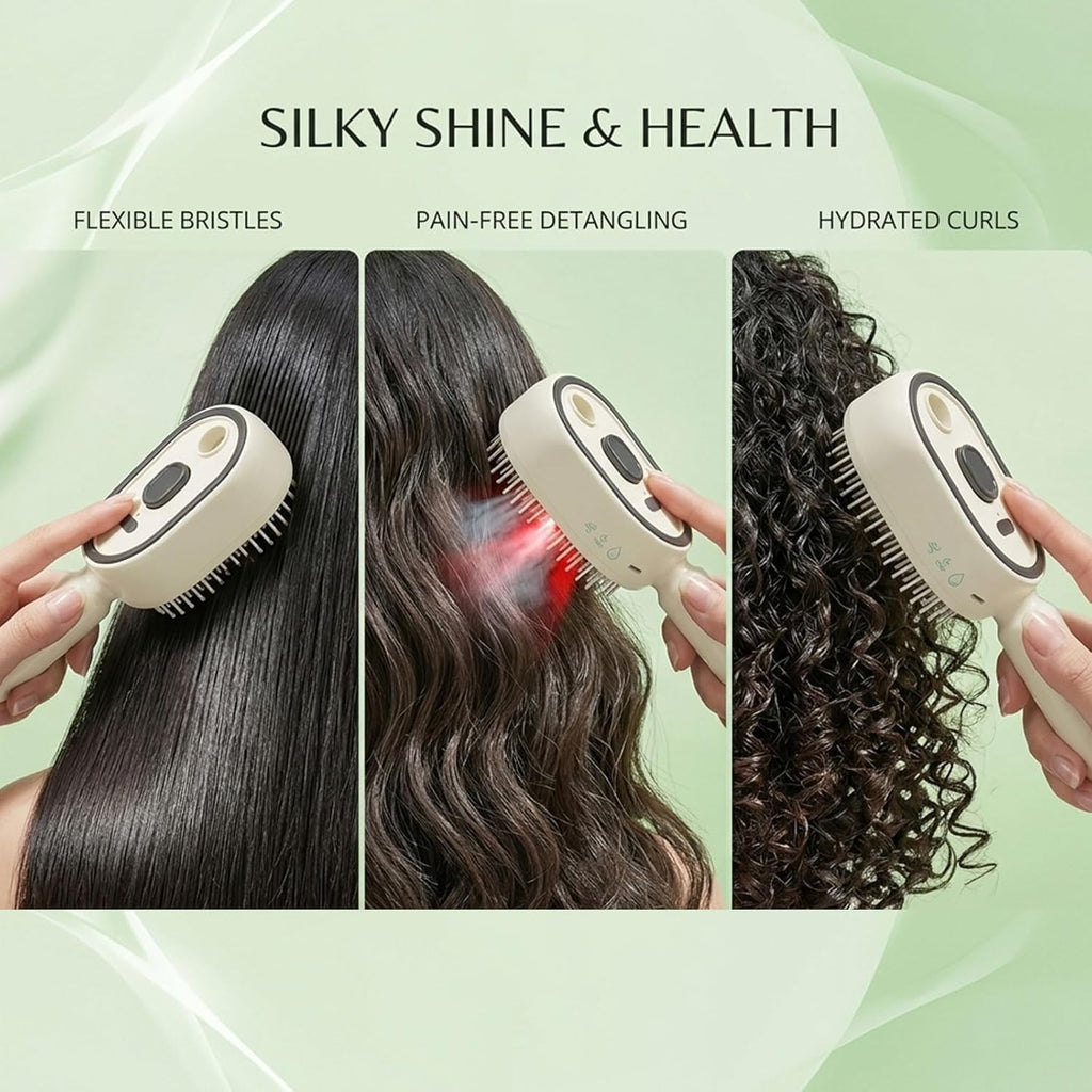 Electric Spray Air Cushion Massage Comb, Rechargeable, with Water Spray Function, Anti-static, and nourishes hair for Frizzy Hair & Scalp Care