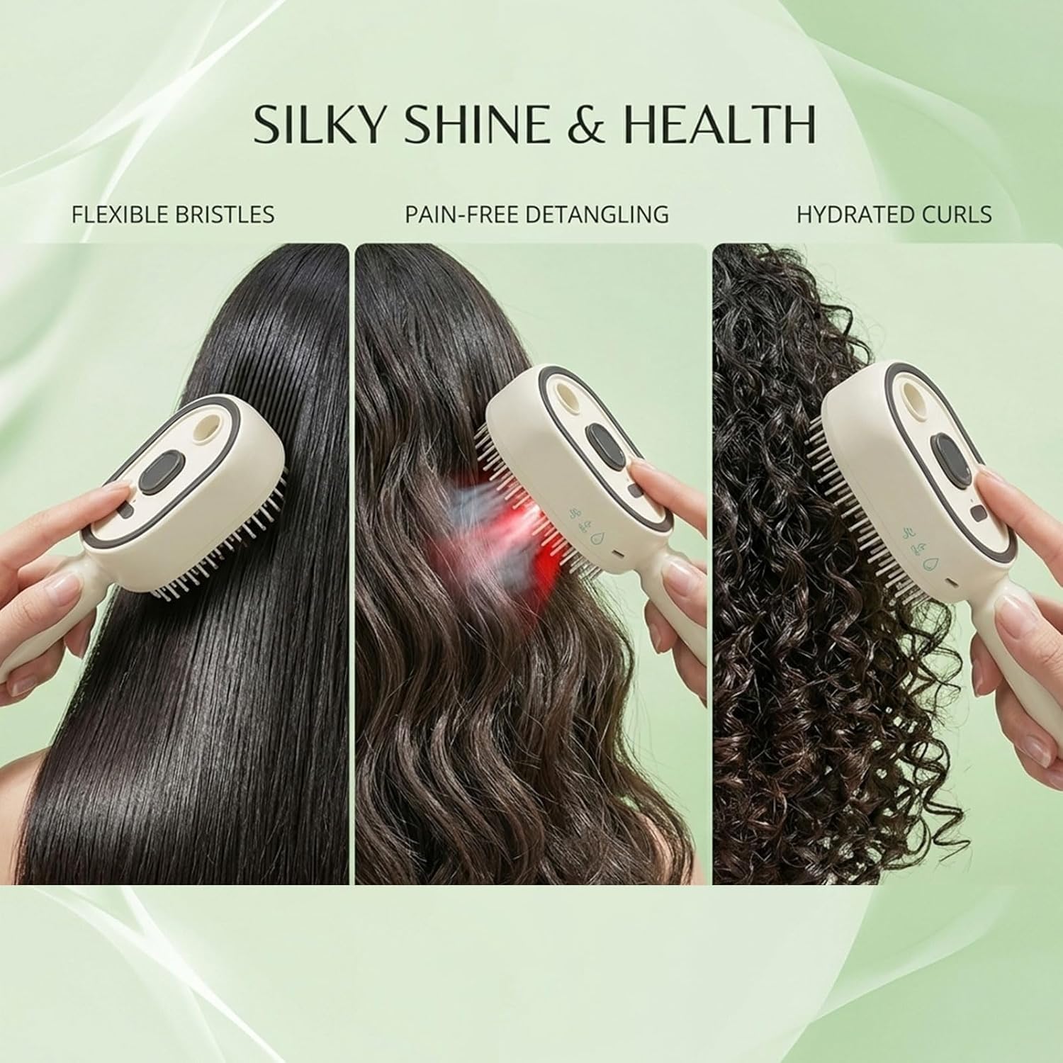 Electric Spray Air Cushion Massage Comb, Rechargeable, with Water Spray Function, Anti-static, and nourishes hair for Frizzy Hair & Scalp Care