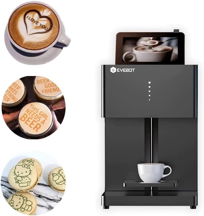 FT4/FC/Pro/FM1 Coffee Printer Automatic 3d Latte Machine DIY Printing Photo printer On Food like Cake Bread Coffee cocktails, beer, beverages and food surfaces (EB-FC-Black-1Brown ink)