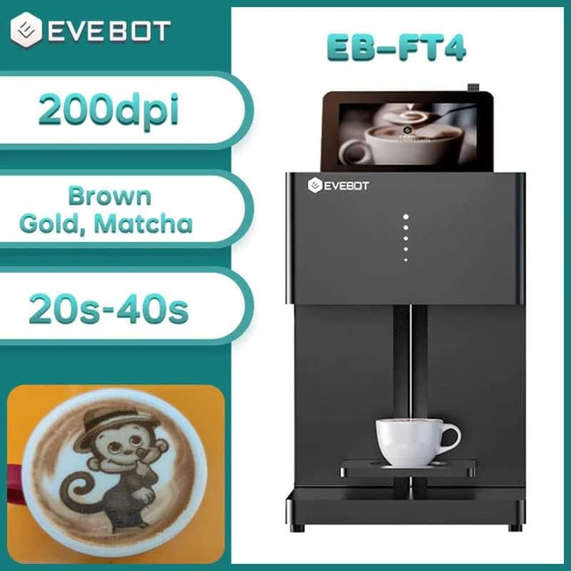 FT4/FC/Pro/FM1 Coffee Printer Automatic 3d Latte Machine DIY Printing Photo printer On Food like Cake Bread Coffee cocktails, beer, beverages and food surfaces (EB-FC-Black-1Brown ink)