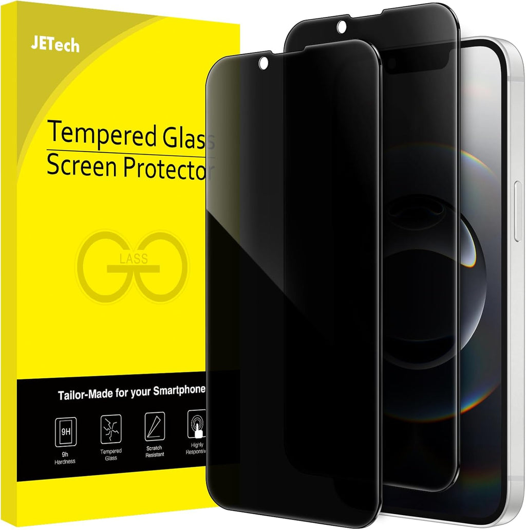 JETech Full Coverage Anti-Spy Screen Protector for iPhone 17e (2026)/iPhone 16e, Tempered Glass Film, Edge to Edge Protection Case Friendly, 6.1 Inch Screen, Pack of 2