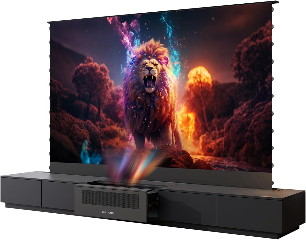 Motorized Laser TV Cabinet,Exclusive for Ultra-Short Throw Laser Projectors，AI Smart Drawer and ALR Floor-Rising porjector Screen， Invisible Laser Cinema (120-inch Laser Cabinet)
