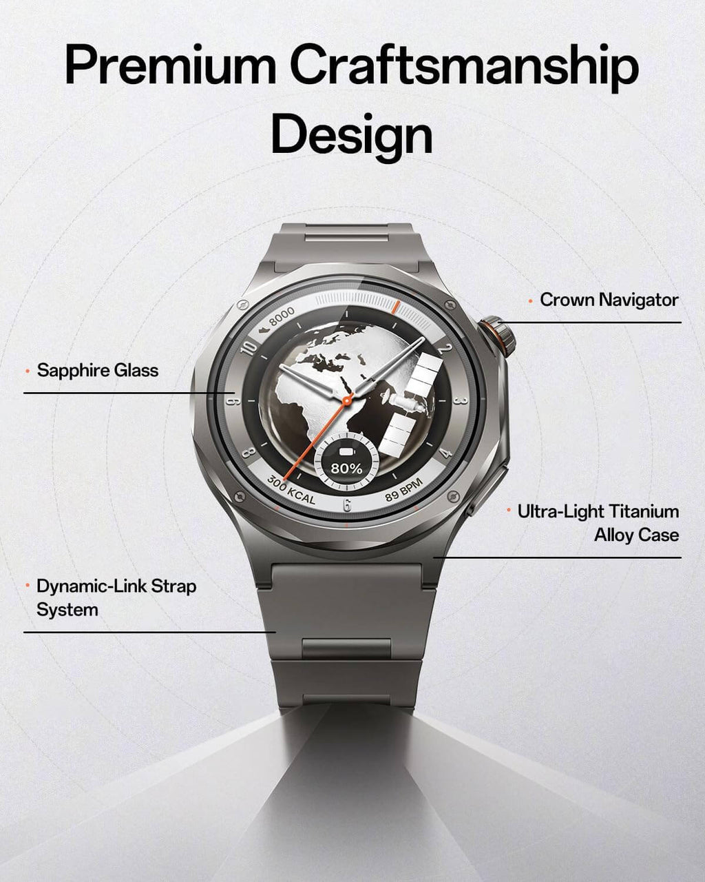 OPPO Watch X3 features smartwatch with premium craftsmanship, dynamic-link strap, sapphire glass, and titanium alloy case.
