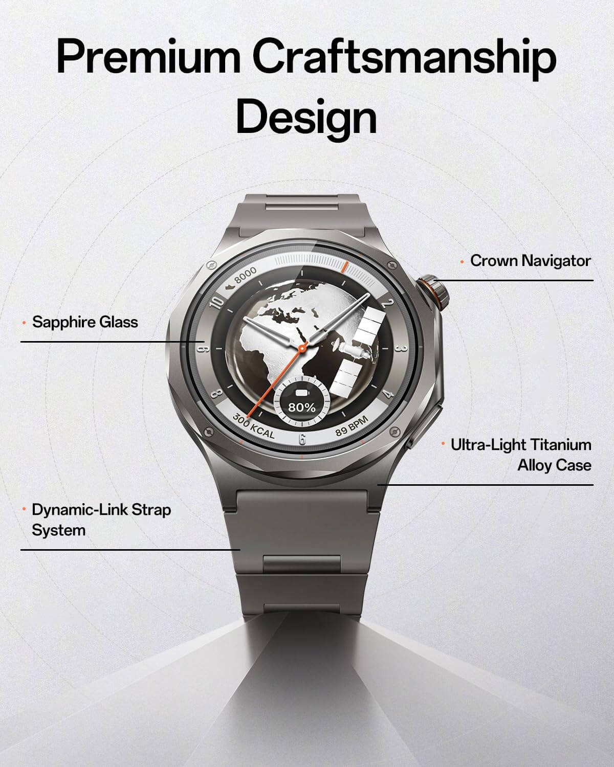 OPPO Watch X3 features smartwatch with premium craftsmanship, dynamic-link strap, sapphire glass, and titanium alloy case.
