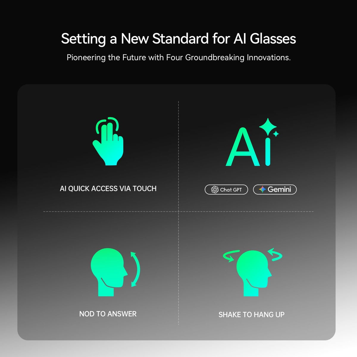 AI & AR Smart Glasses, First AI Glasses with ChatGPT & Gemini Support, Ultra-light 49g, Real-time Translation & Navigation, Meeting Notes