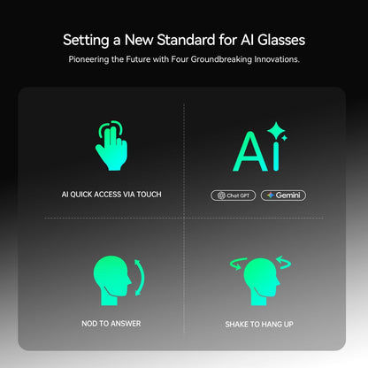 AI & AR Smart Glasses, First AI Glasses with ChatGPT & Gemini Support, Ultra-light 49g, Real-time Translation & Navigation, Meeting Notes