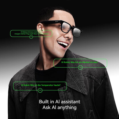 AI & AR Smart Glasses, First AI Glasses with ChatGPT & Gemini Support, Ultra-light 49g, Real-time Translation & Navigation, Meeting Notes