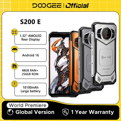 World Premiere DOOGEE S200E 5G Rugged Phone 1.32" Rear Display 10100mAh 48GB RAM (8GB+40GB) 256GB ROM 6.72” Screen Android 16