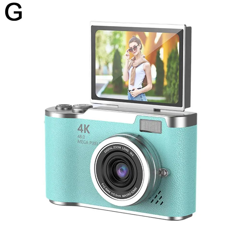 4K Digital Camera 48MP CCD 180° Flip Screen Selfie 8X Zoom Portable with 32G Card Clear Shots for Travel Daily Use Easy ﻿