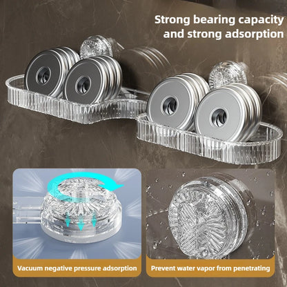 Bathroom Shelf Suction Cup Wall Mount Shower Shelf Over Faucet Sink Rack Shampoo Holder No Drill Drain Basket Bathroom Organizer